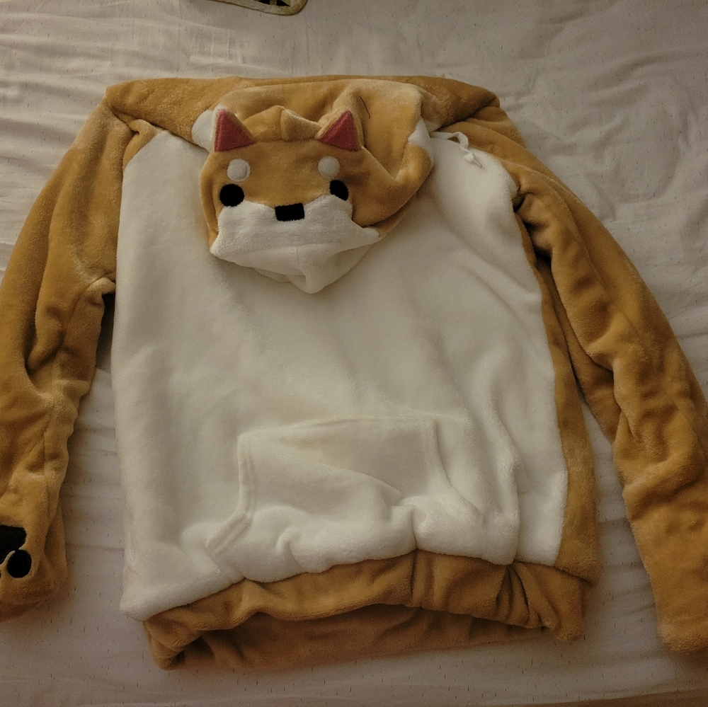 Shiba inu hoodie with ears tails paw design M-L